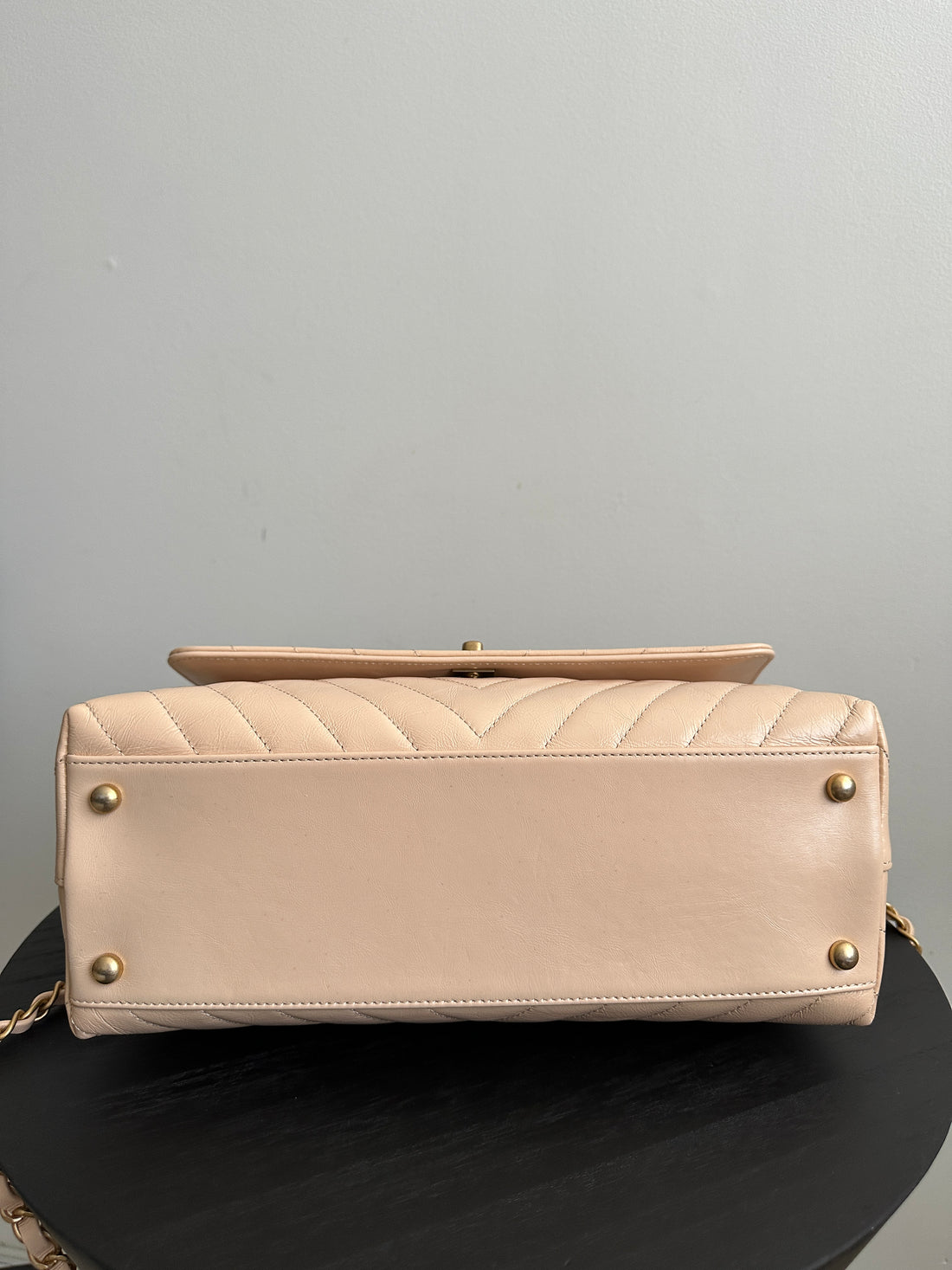 Chanel Nude Chevron Aged Leather and Exotic Top Handle Flap Bag