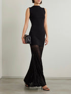 Toteme Black Knit Jersey Sleeveless Long Plisse Knit Gown - M