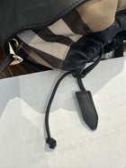 Burberry Black Leather and Check Little Crush Drawstring Bag