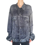 Balenciaga Black Viscose Trompe L’Oeil Oversized Denim Jacket - L / US 8-10