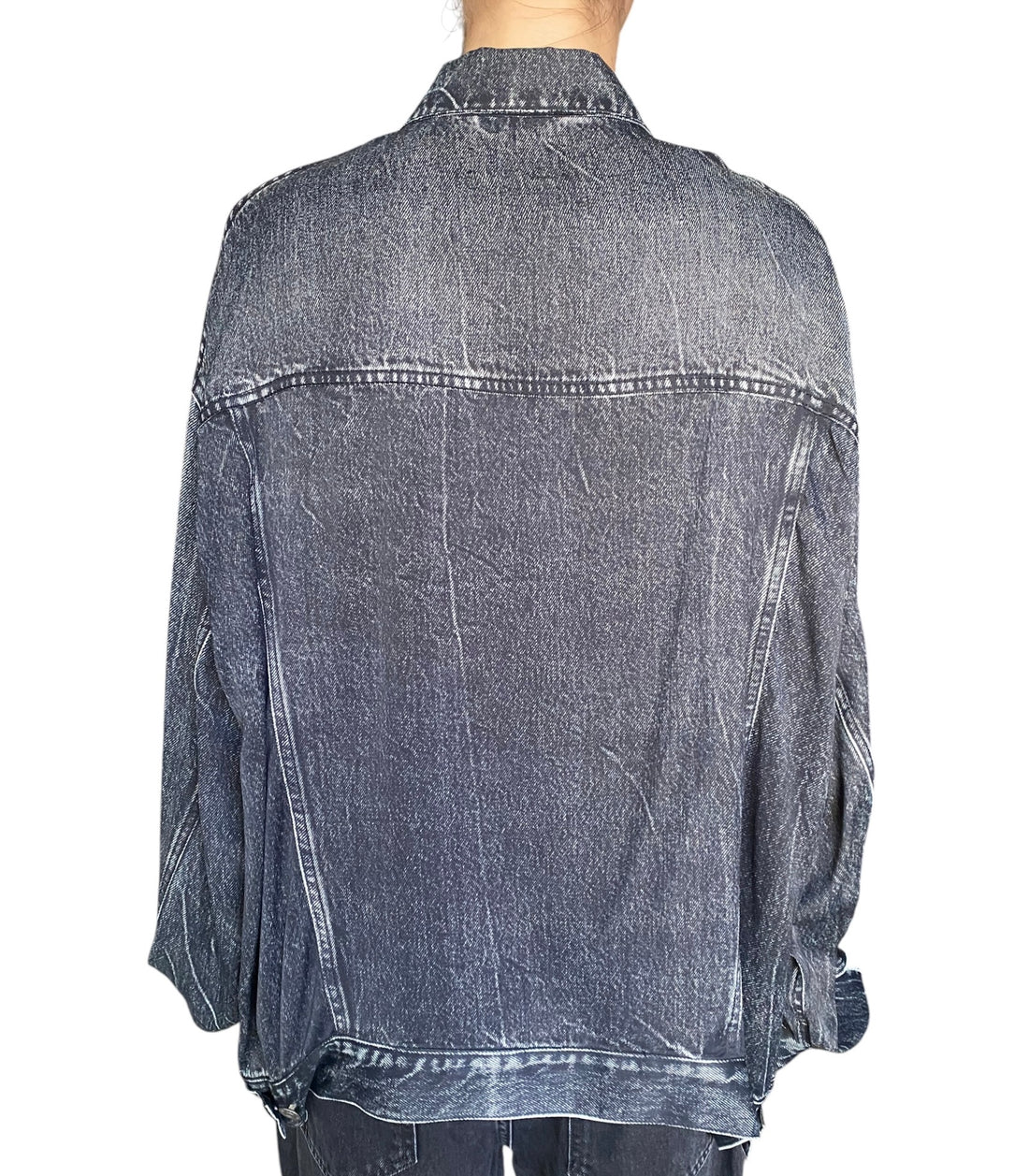 Balenciaga Black Viscose Trompe L’Oeil Oversized Denim Jacket - L / US 8-10