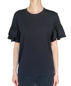 Comme Des Garçons Black Jersey Ruffle Sleeve Tee - L / US 8