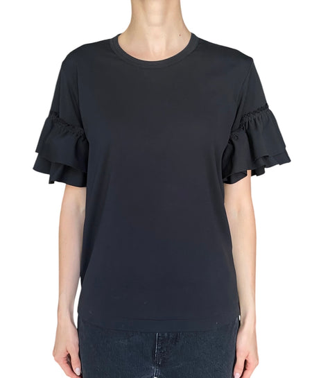 Comme Des Garçons Black Jersey Ruffle Sleeve Tee - L / US 8
