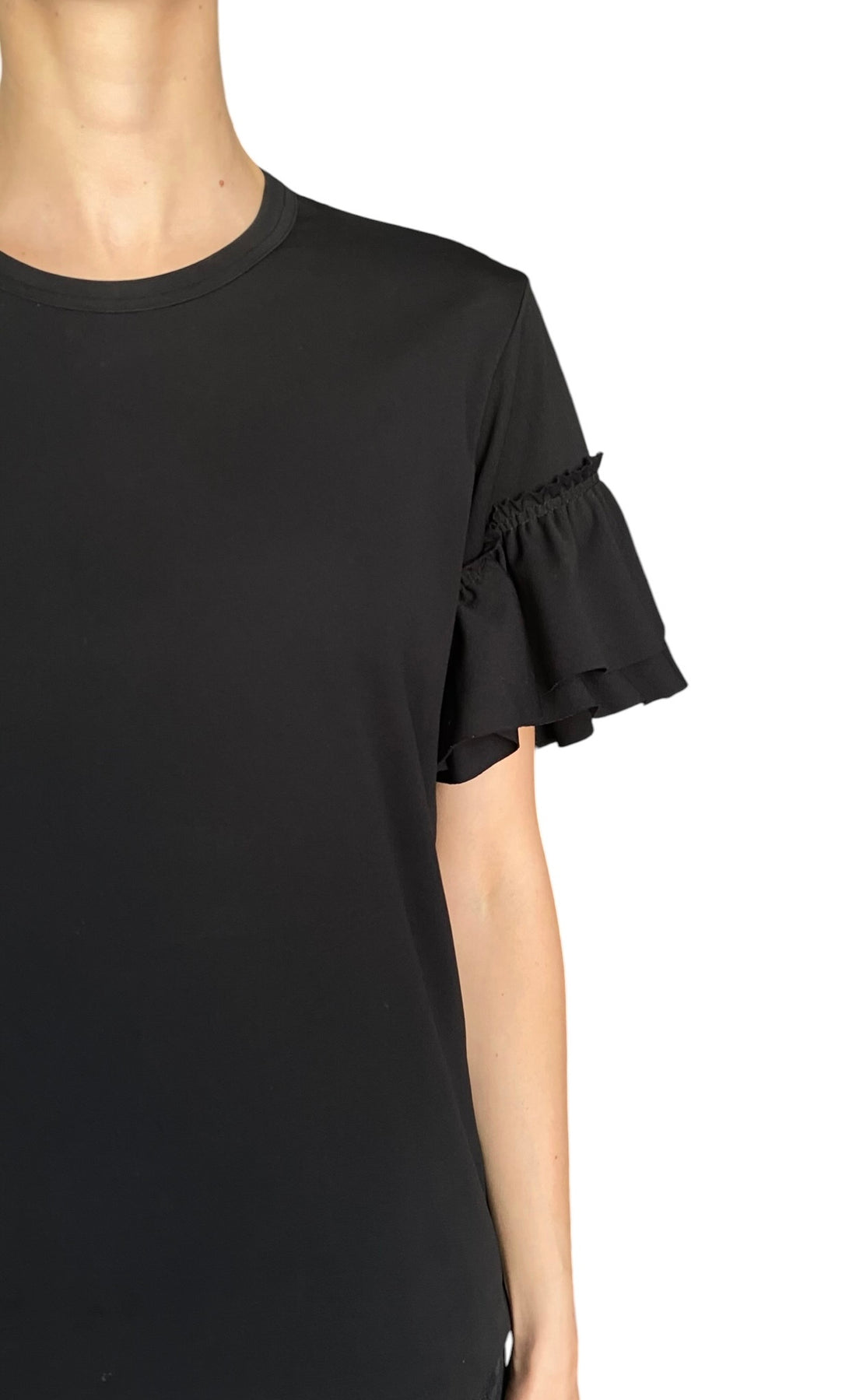 Comme Des Garçons Black Jersey Ruffle Sleeve Tee - L / US 8