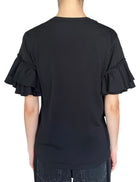 Comme Des Garçons Black Jersey Ruffle Sleeve Tee - L / US 8
