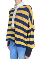 Loewe Navy & Yellow Striped Anagram Embroidered Rugby Polo - S