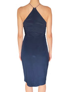 Zimmerman Navy Draped Silk Wrap Midi Dress - 1 / US 2