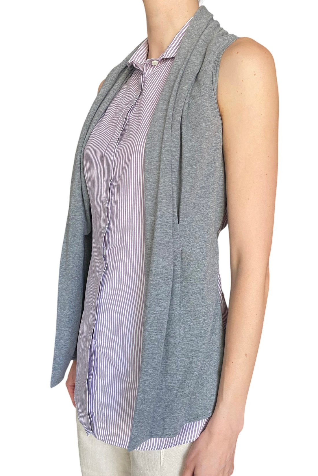 Brunello Cucinelli Purple Striped Combo Knit Sleeveless Top - S
