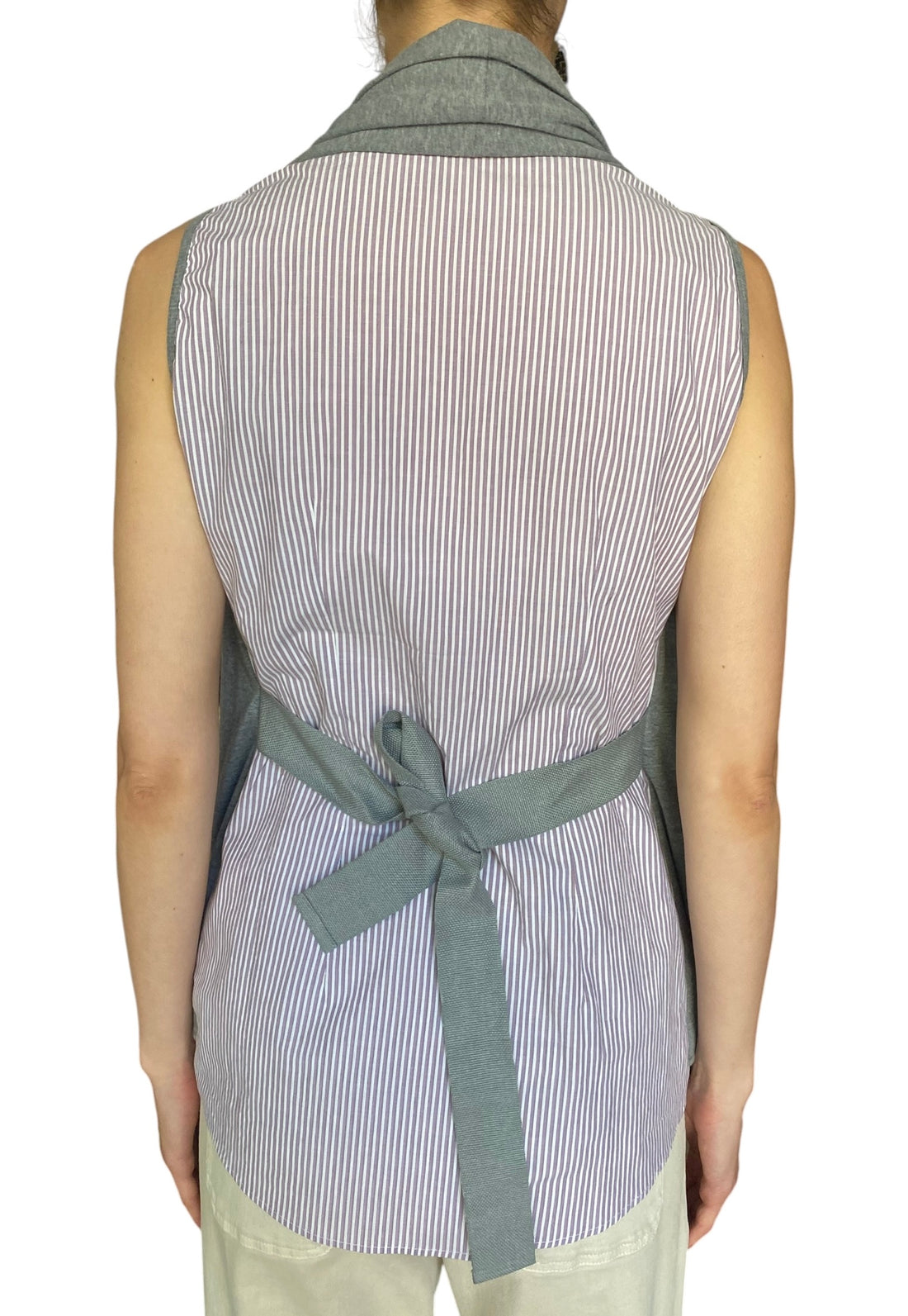 Brunello Cucinelli Purple Striped Combo Knit Sleeveless Top - S