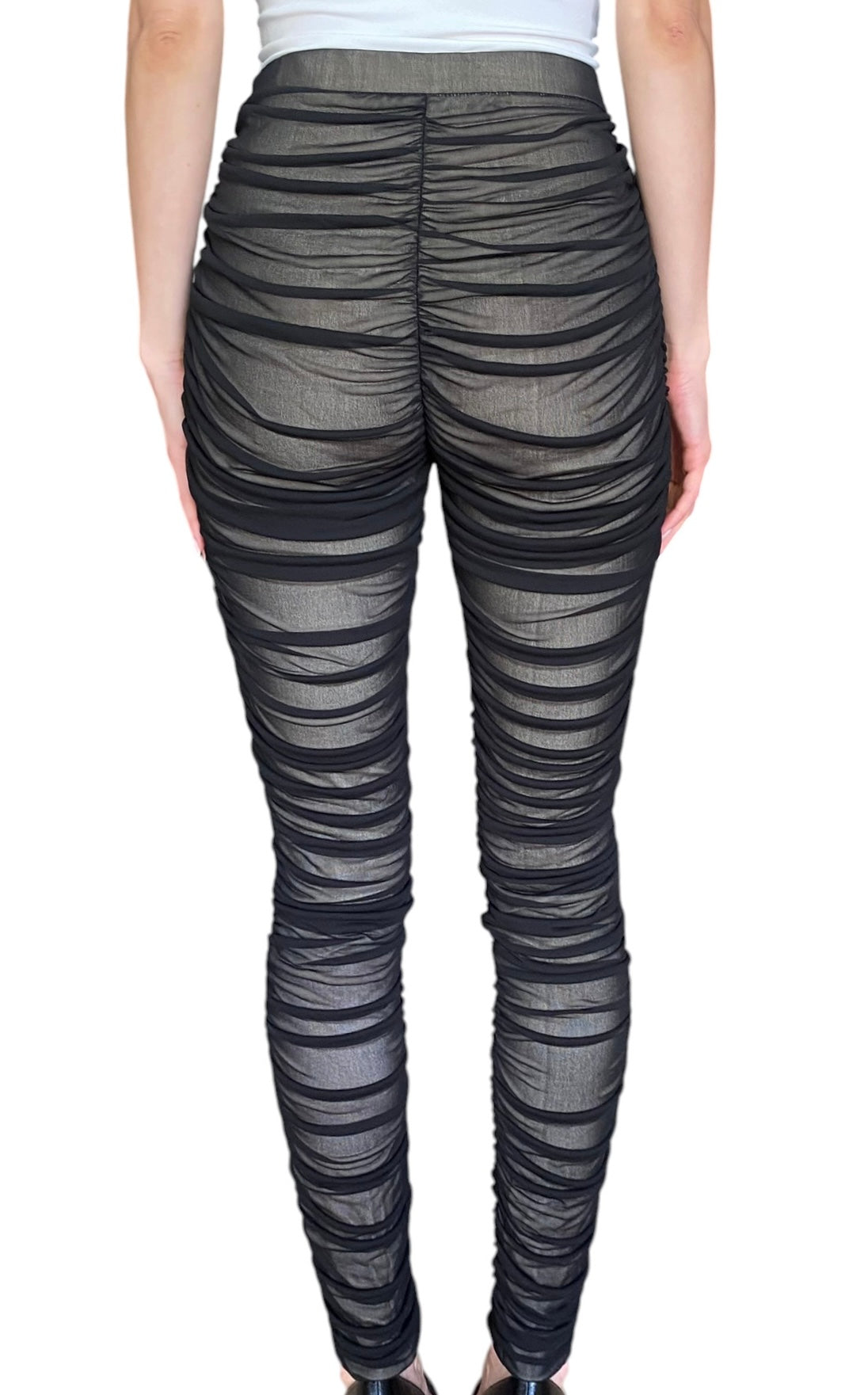 Tom Ford Black Ruched High Waisted Silk Leggings - M