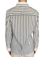 Louis Vuitton Grey & White Striped Crest Logo Long Sleeve Shirt - 38 / US 2-4