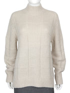Iris Von Arnim Oatmeal Grid Knit Cashmere Silk Blend Turtle Neck - XS / S