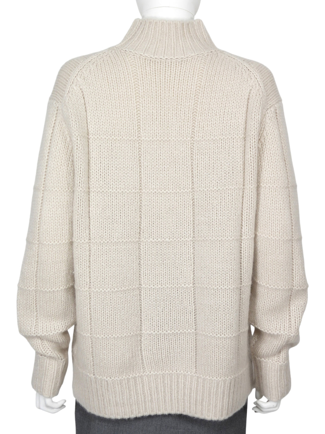 Iris Von Arnim Oatmeal Grid Knit Cashmere Silk Blend Turtle Neck - XS / S