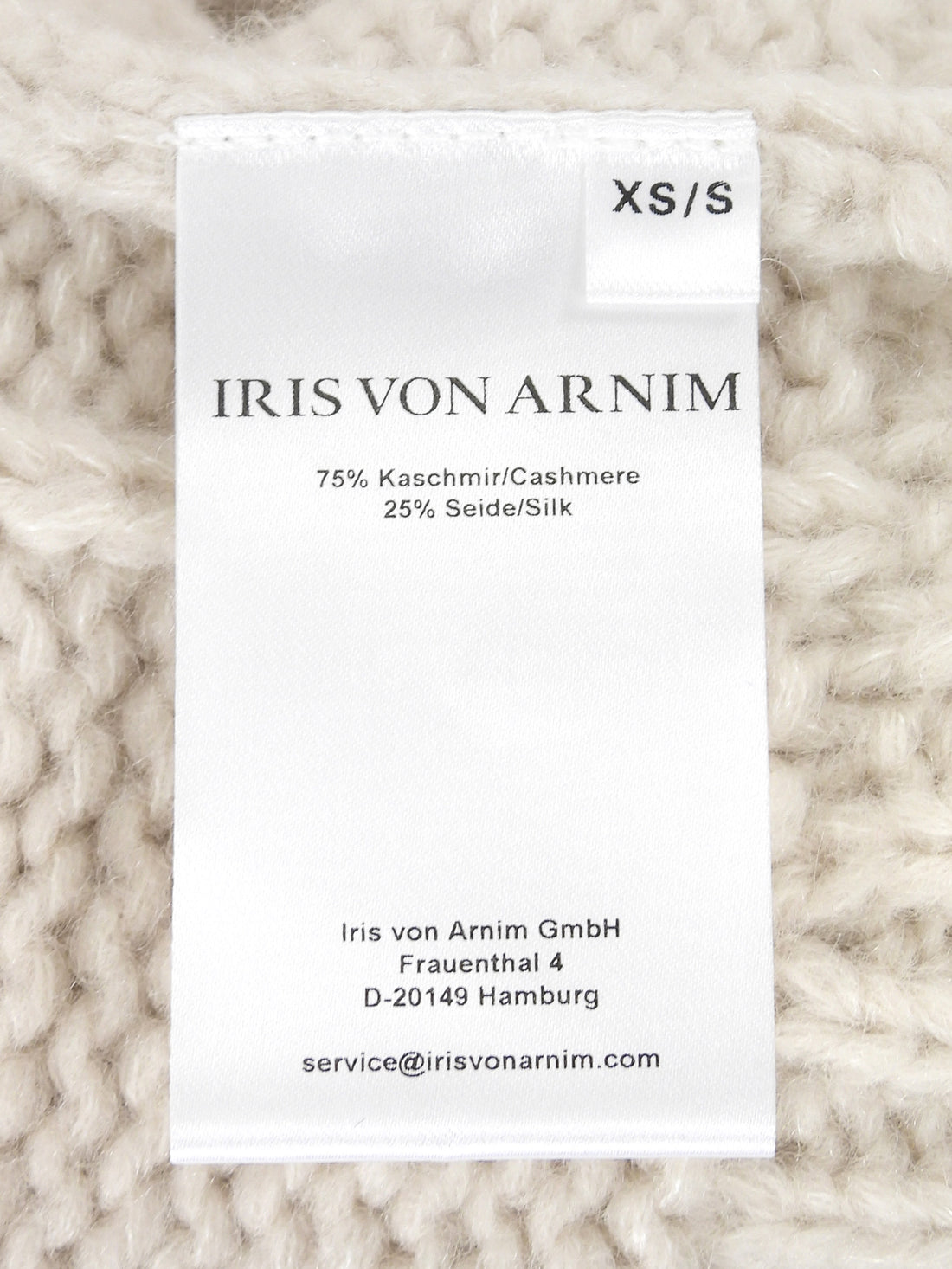 Iris Von Arnim Oatmeal Grid Knit Cashmere Silk Blend Turtle Neck - XS / S