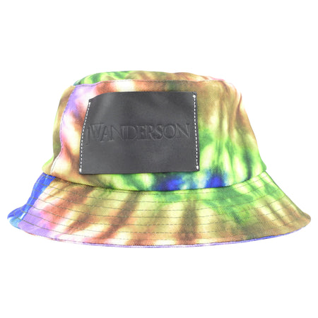 JW Anderson Tie Dye Recycled Nylon Canvas and Leather Bucket Hat