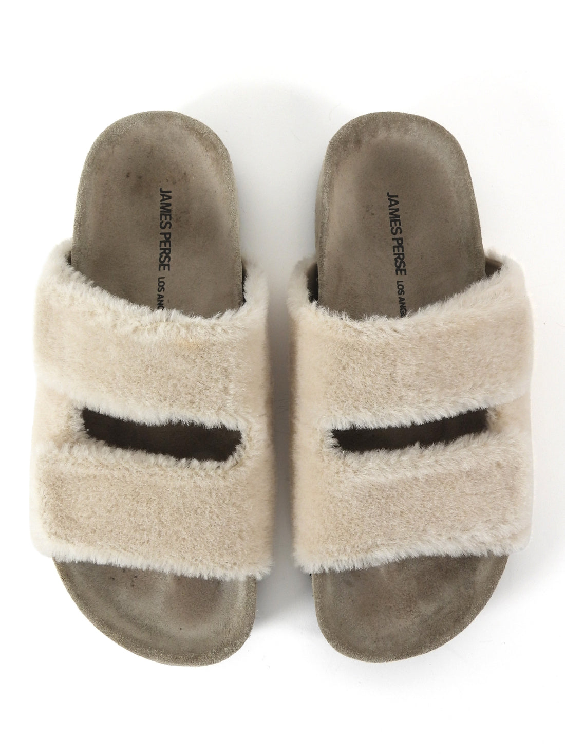 James Perse Beige Shearling Suede Molded Footbed Slide Shoes - 7