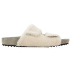 James Perse Beige Shearling Suede Molded Footbed Slide Shoes - 7