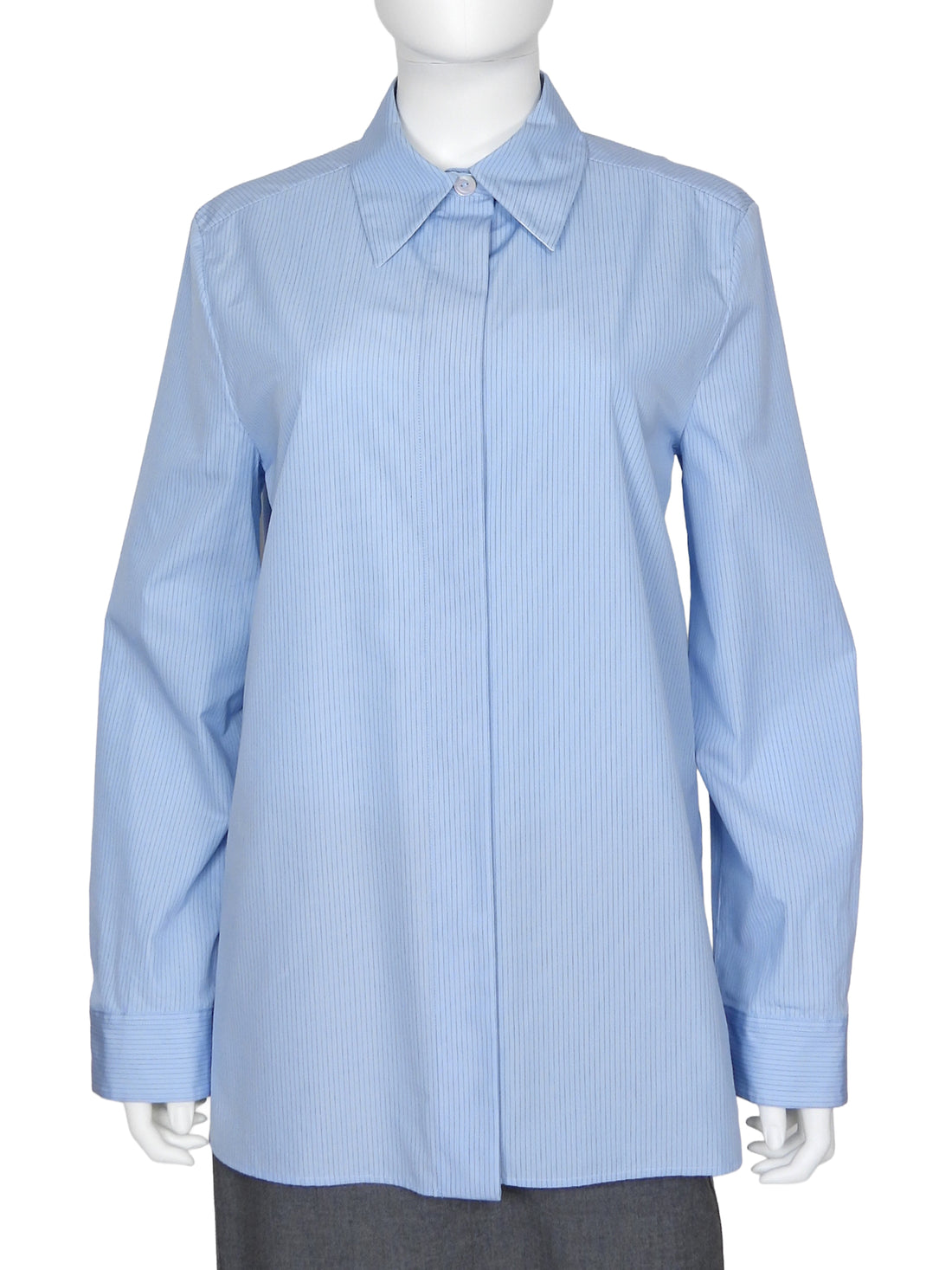Jil Sander Light Blue Monday Pinstripe Cotton Oversized Shirt - 34