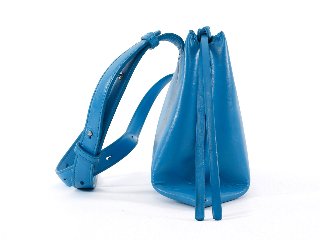 Jil Sander Turquoise Blue Aged Leather Empire Crossbody Small Zip Bag