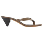 Jude Rooty Taupe Brown Leather Thong Wood Heel Sandal - 37