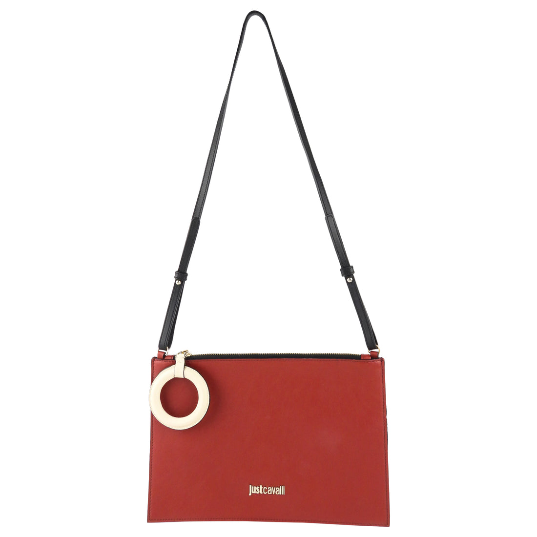Just Cavalli Red Leather Shoulder Pouch