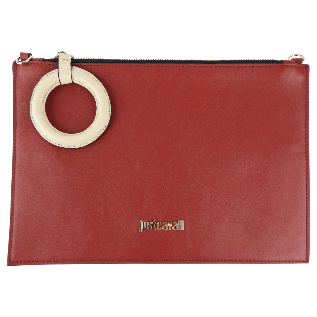 Just Cavalli Red Leather Shoulder Pouch