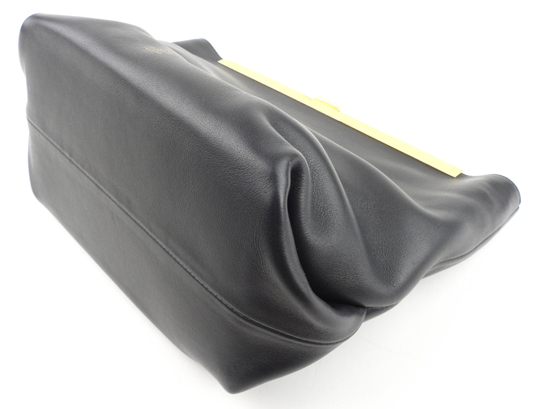 Khaite Black Leather Augusta Crossbody Shoulder Bag