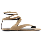 Khaite Aimee Taupe Beige Suede Ankle Wrap Flat Sandals - 37