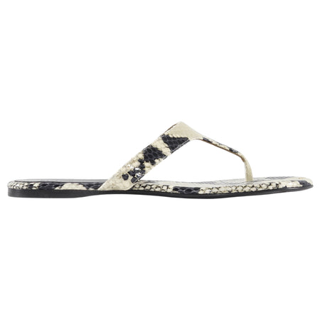 Khaite Archer Beige and  Black Snakeskin Print Flat Thong Sandals - 37