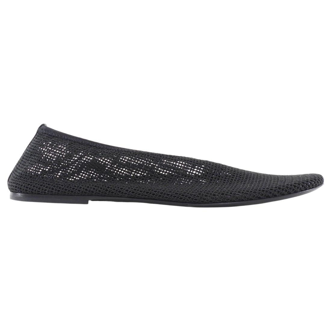Khaite The Marcy Black Stretch Mesh Round Toe Ballet Flats - 37