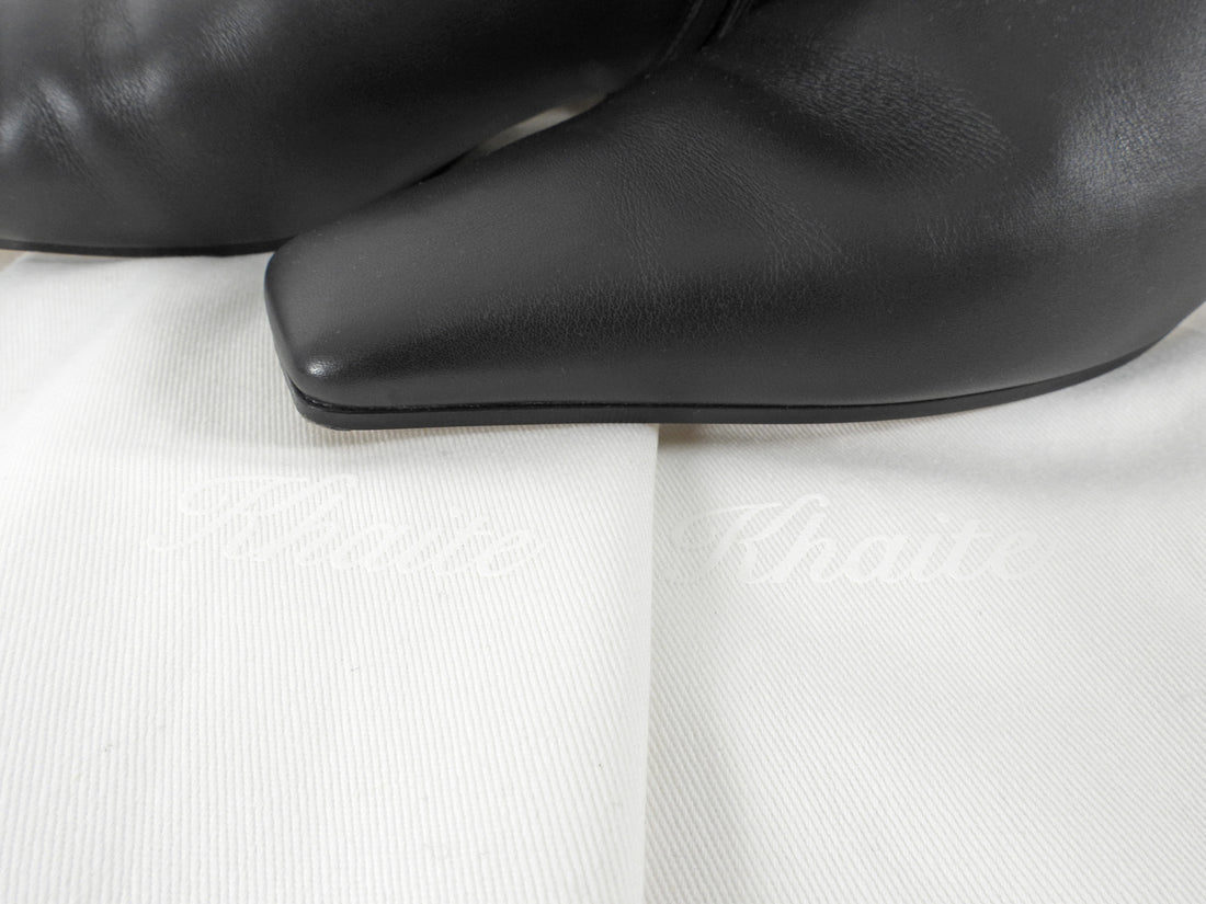 Khaite Black Leather Marfa Ankle Boots - 37