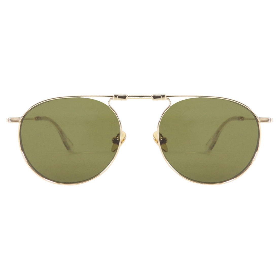 Krewe Gold Round Wire Frame Rampart Fold Sunglasses
