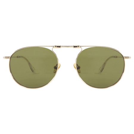 Krewe Gold Round Wire Frame Rampart Fold Sunglasses