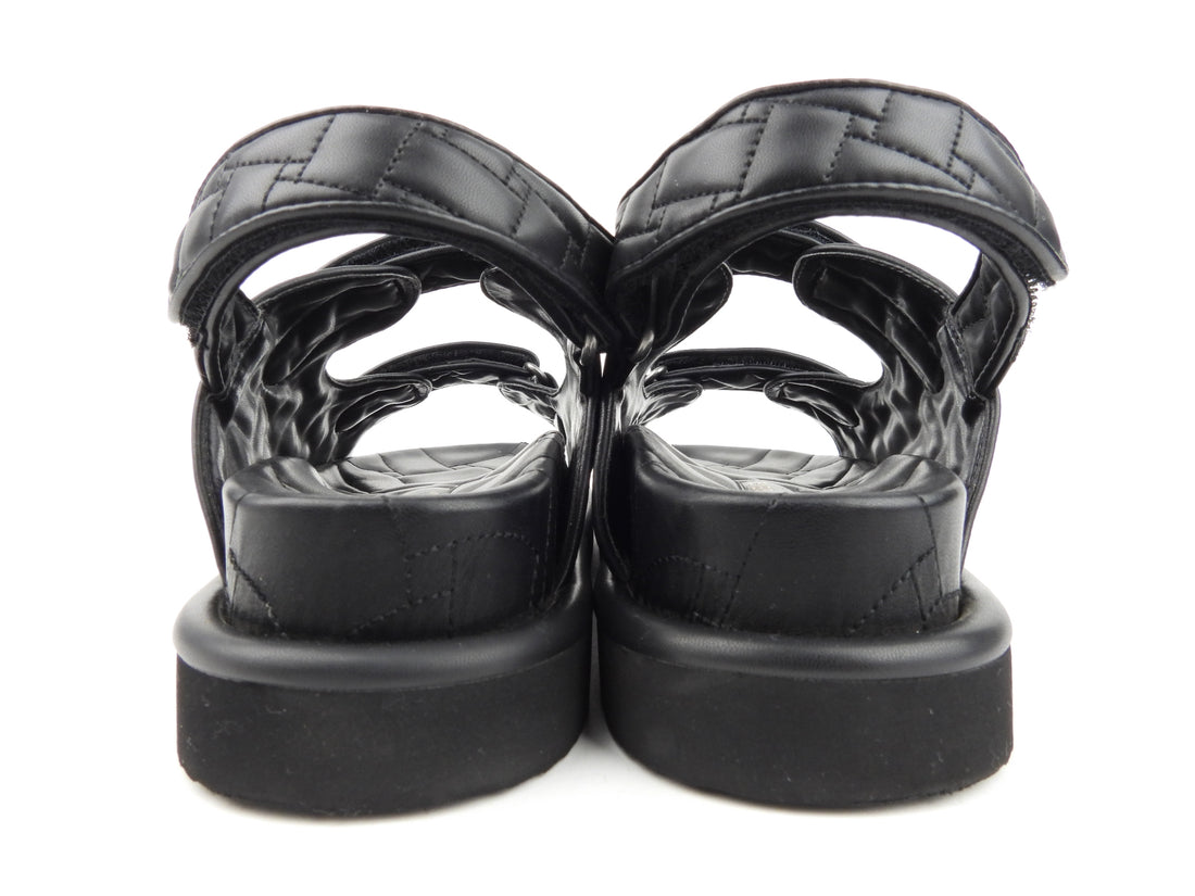 Kurt Geiger London Black Vegan Leather Quilted Orson Platform Sandals - 40