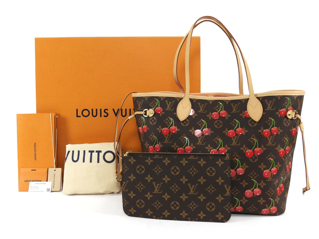Louis Vuitton Brown Red x Takashi Murakami Cerises Monogram Neverfull MM Tote MM