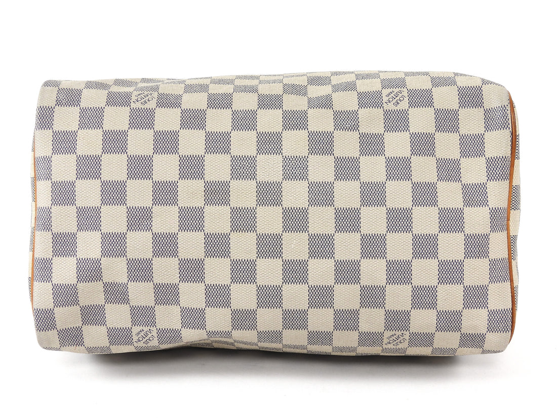 Louis Vuitton Grey White Damier Azur Coated Canvas Speedy 30 Boston Bag