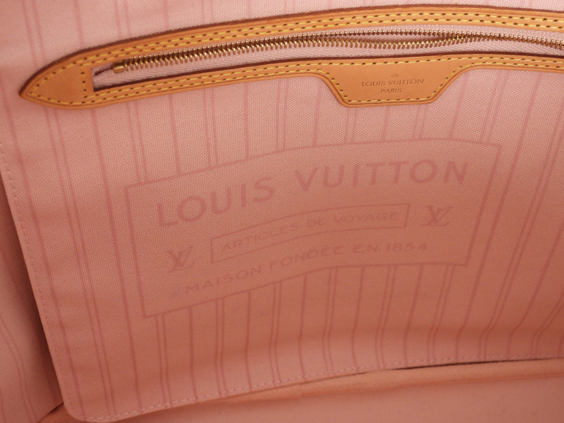Louis Vuitton White Grey Damier Azur Coated Canvas Neverfull with Hot Stamp MM