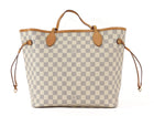 Louis Vuitton White Grey Damier Azur Coated Canvas Neverfull with Hot Stamp MM