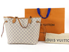 Louis Vuitton White Grey Damier Azur Coated Canvas Neverfull with Hot Stamp MM
