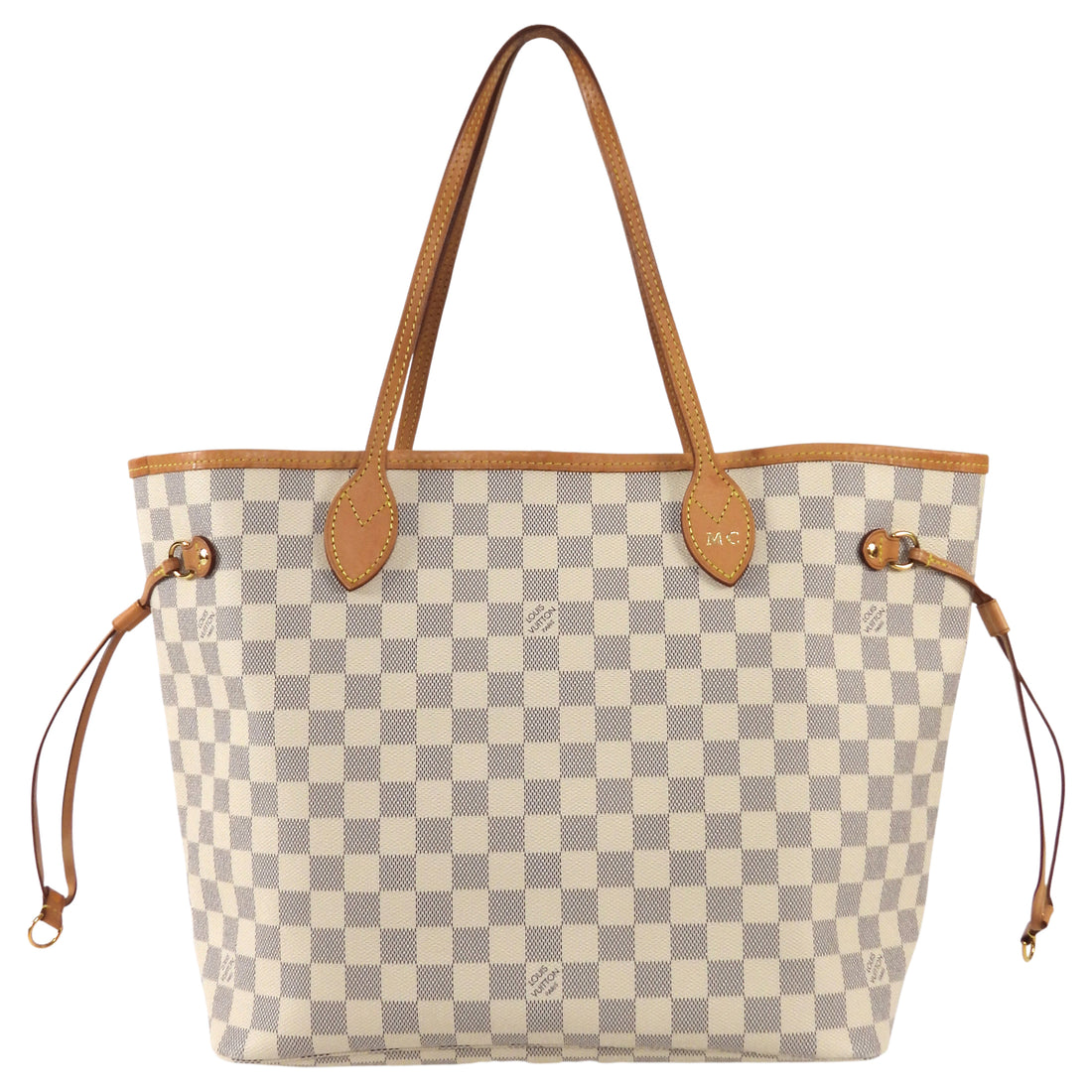 Louis Vuitton White Grey Damier Azur Coated Canvas Neverfull with Hot Stamp MM