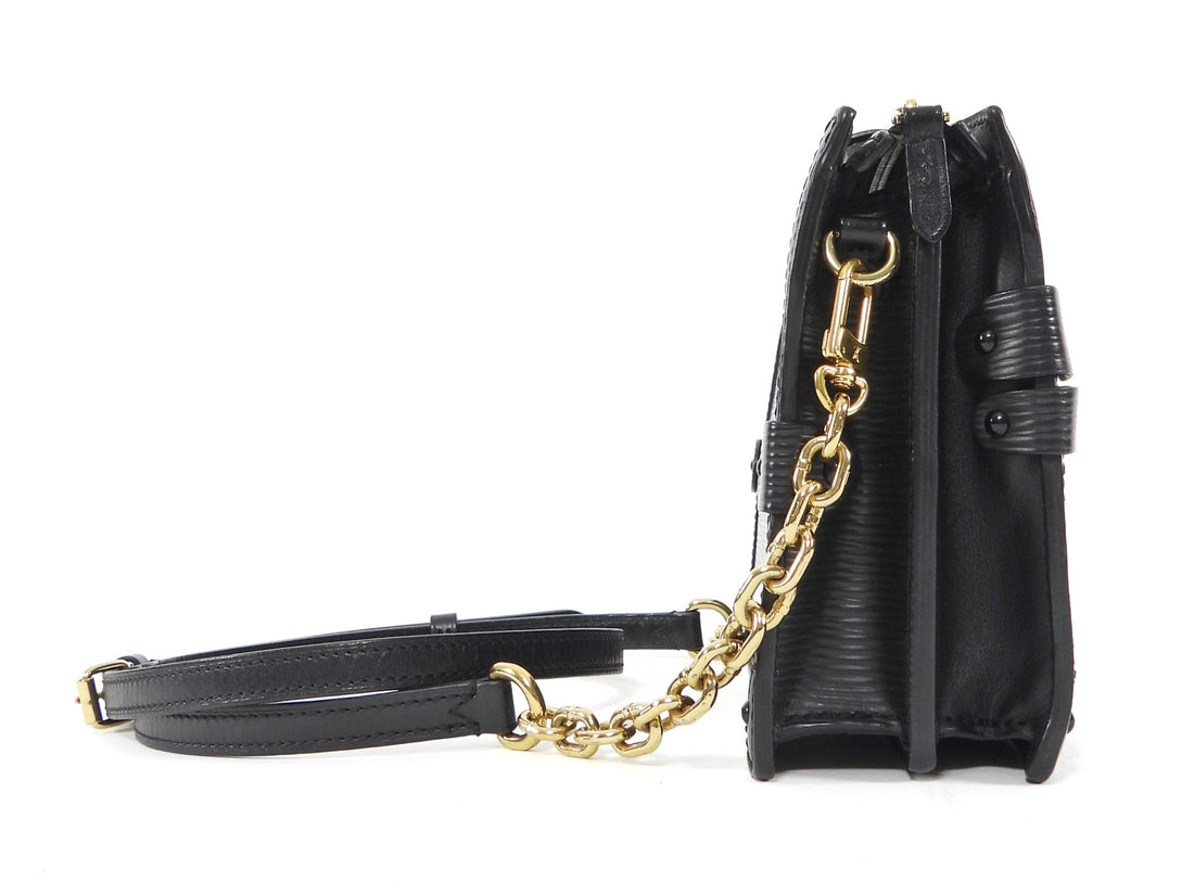 Louis Vuitton Black Epi Leather Trunk Clutch Two Way Bag