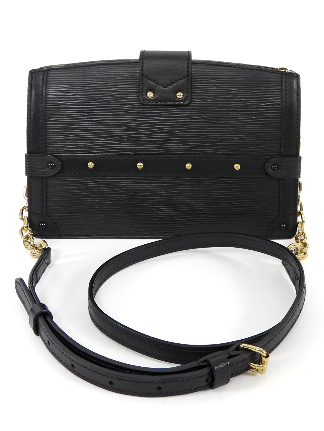 Louis Vuitton Black Epi Leather Trunk Clutch Two Way Bag