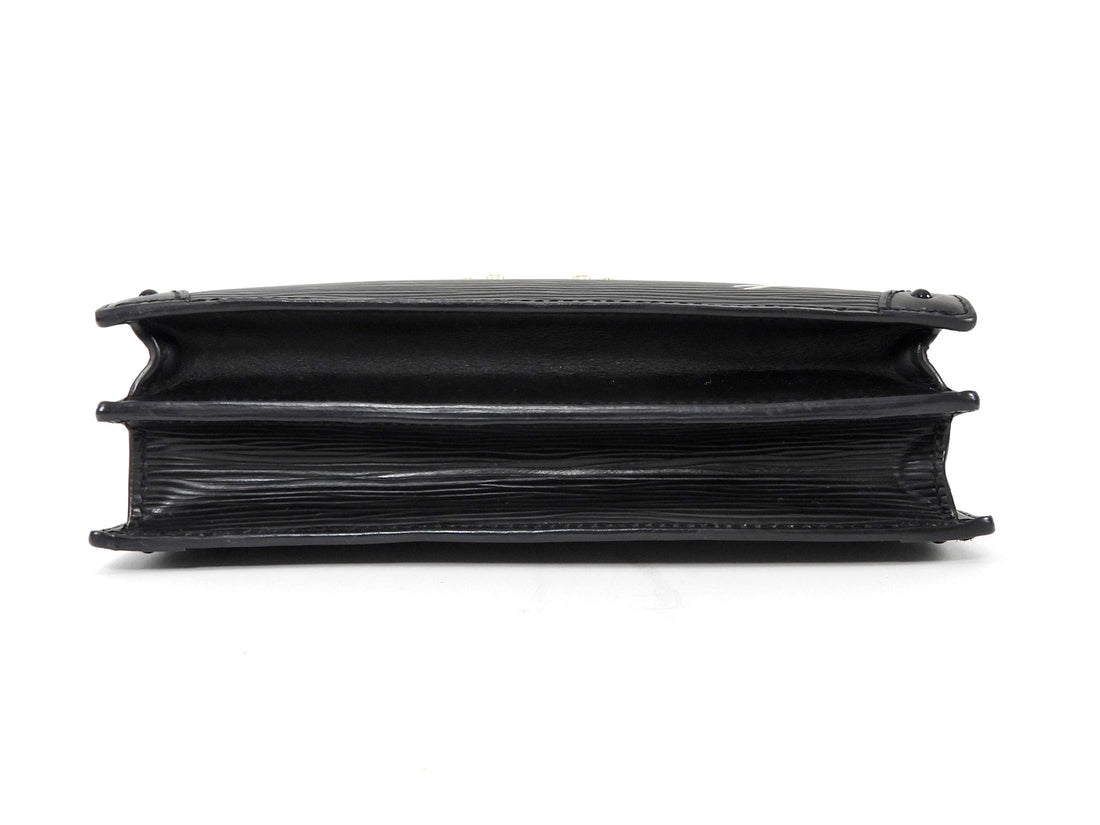 Louis Vuitton Black Epi Leather Trunk Clutch Two Way Bag