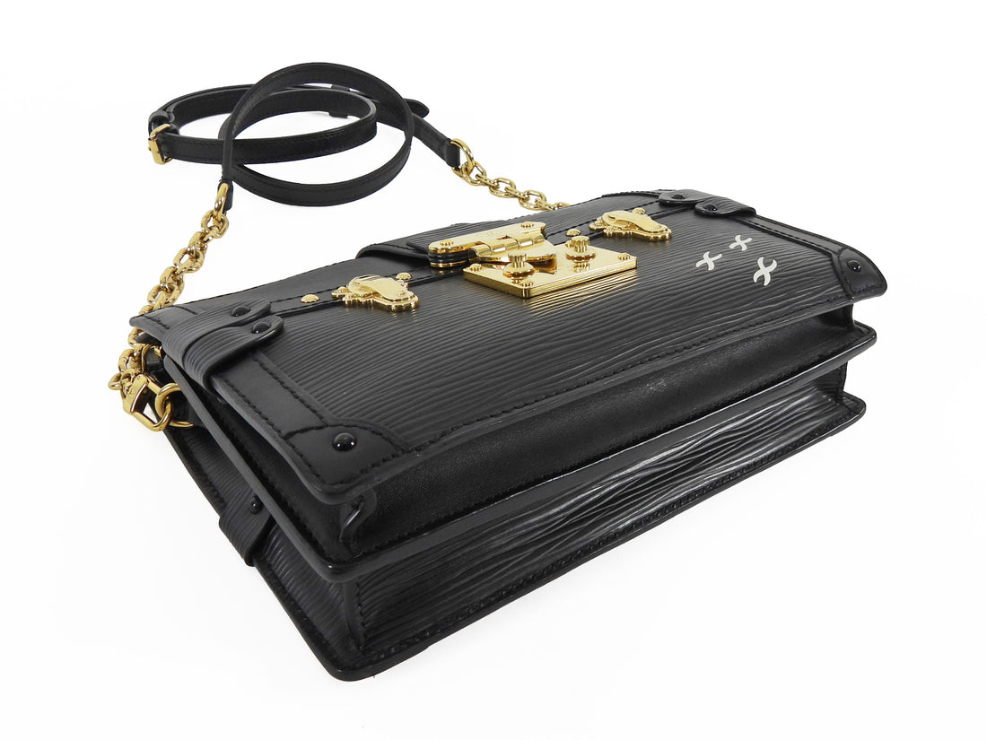 Louis Vuitton Black Epi Leather Trunk Clutch Two Way Bag