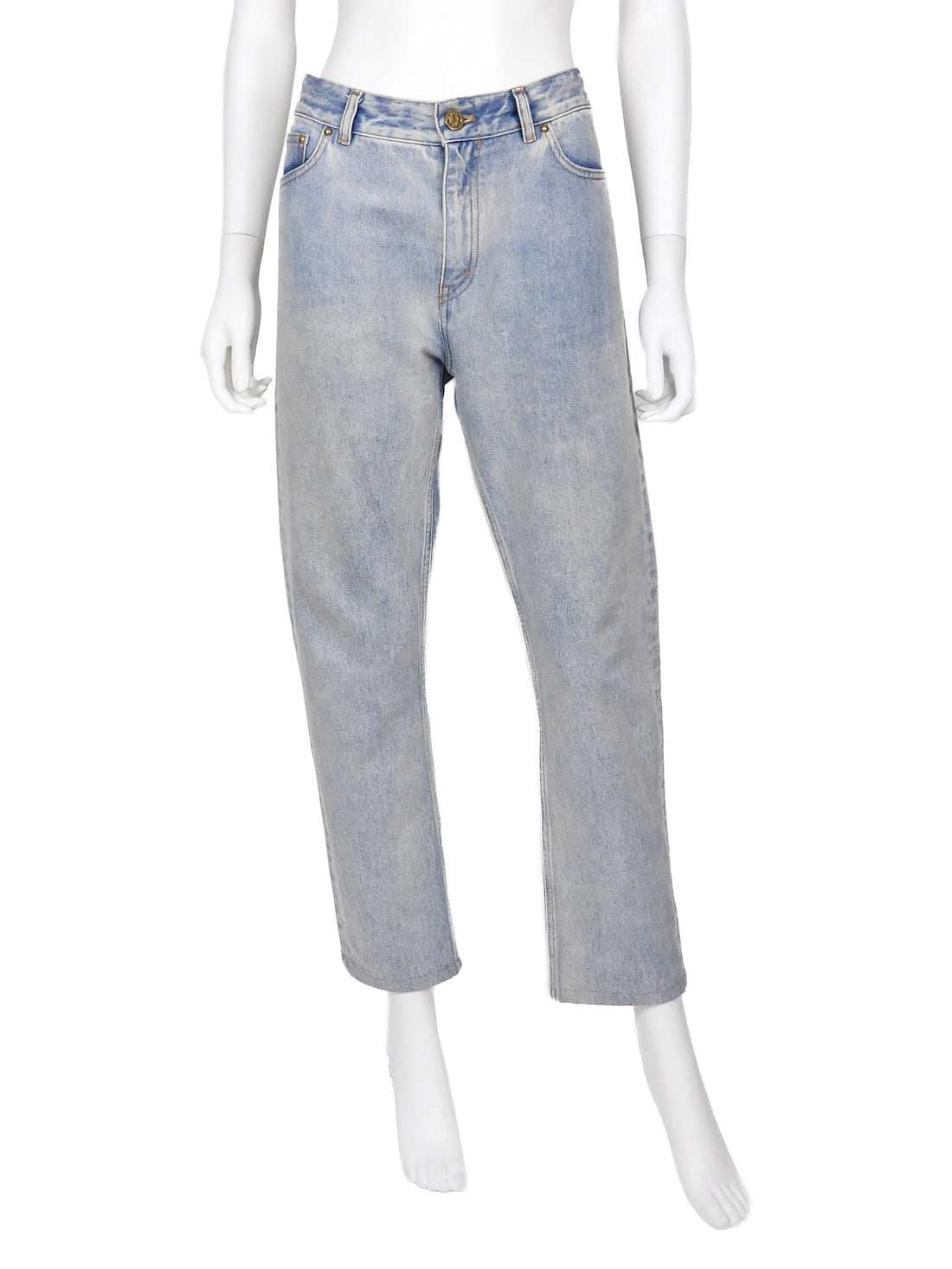 Louis Vuitton Light Blue Denim Vachetta Patch Staple Hardware Tapered Jeans - 32