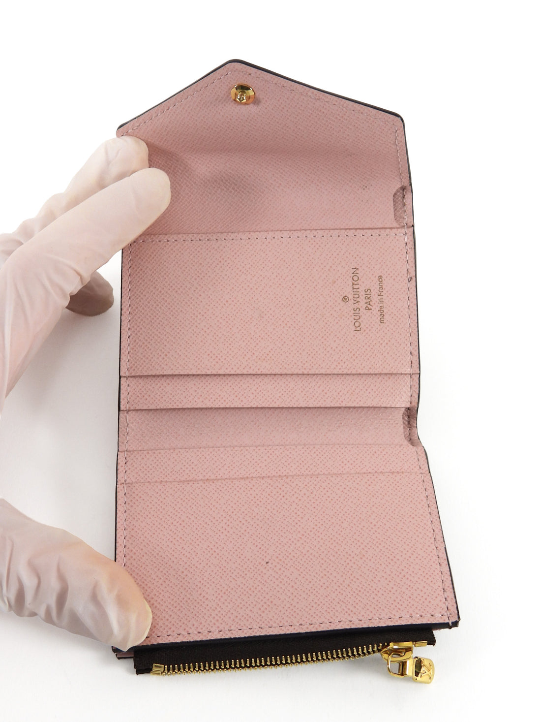 Louis Vuitton Pink Rose Ballerine and Brown LV Monogram Coated Canvas Zoe Compact Wallet