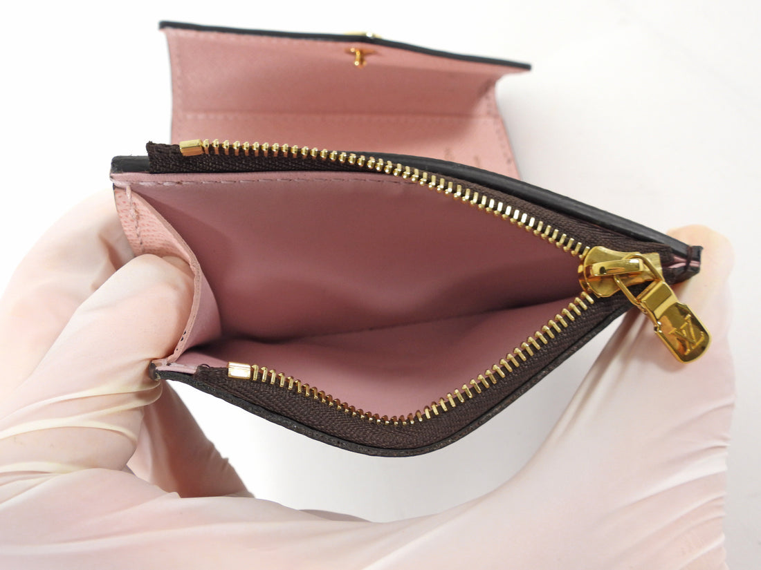 Louis Vuitton Pink Rose Ballerine and Brown LV Monogram Coated Canvas Zoe Compact Wallet