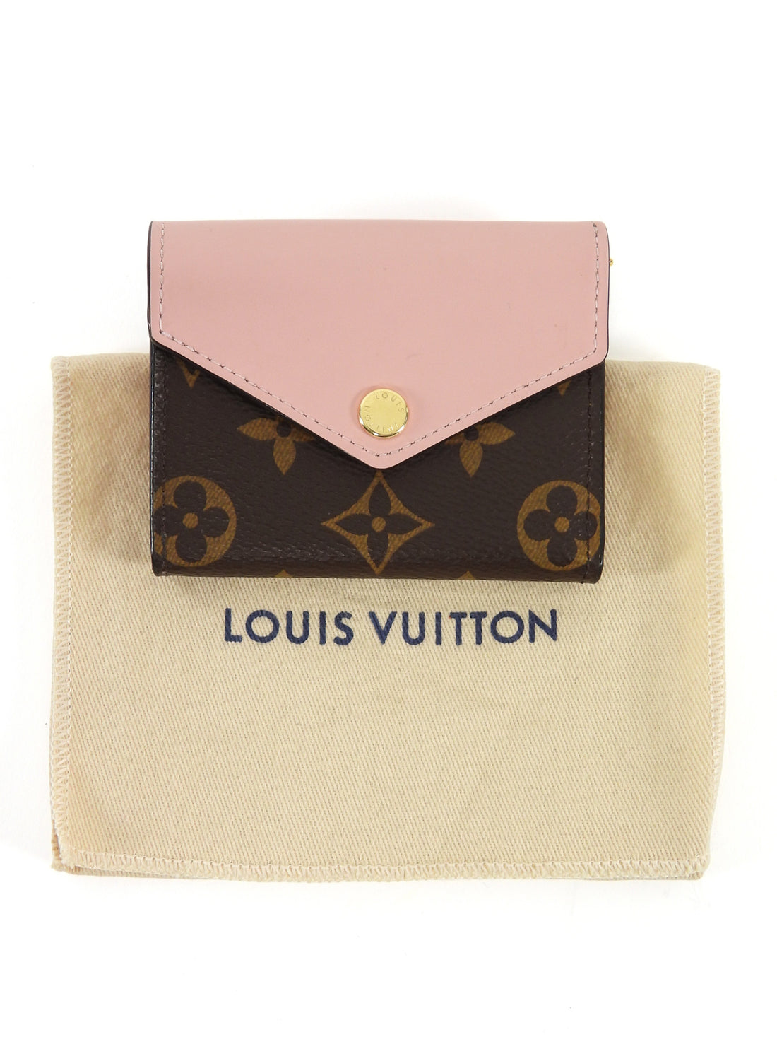 Louis Vuitton Pink Rose Ballerine and Brown LV Monogram Coated Canvas Zoe Compact Wallet