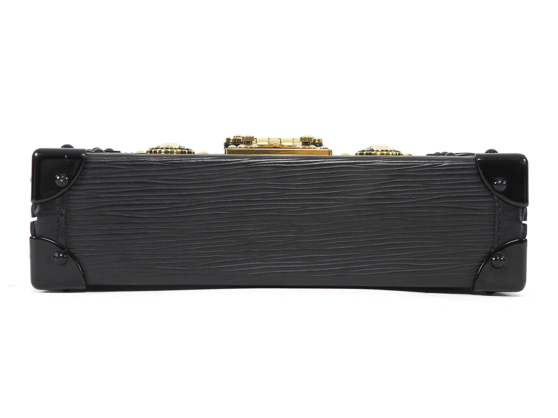 Louis Vuitton Black Epi Leather Petite Malle Trunk Box Bag