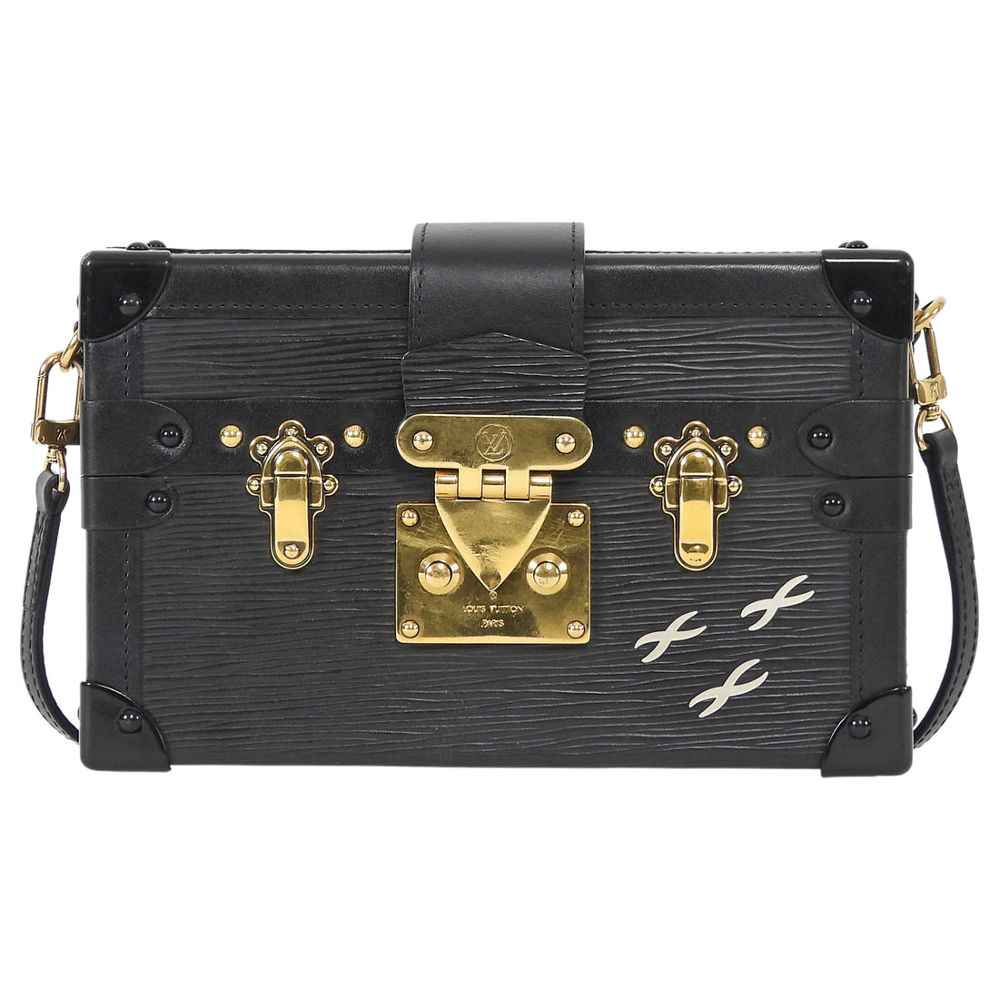 Louis Vuitton Black Epi Leather Petite Malle Trunk Box Bag